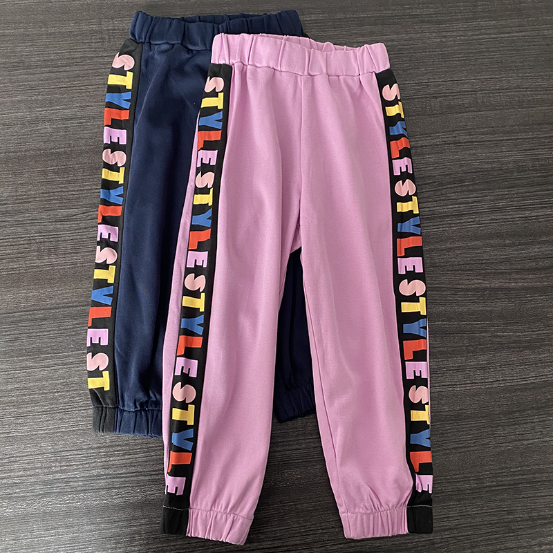 乐家夏季女童纯棉休闲裤防蚊裤新品卫裤百搭童装