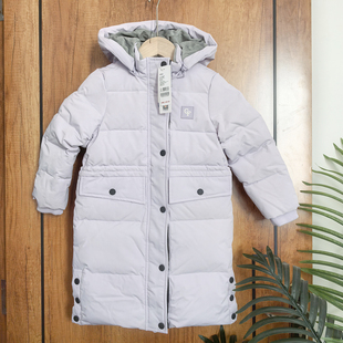 乐家紫色长款羽绒服100码特卖加厚童装