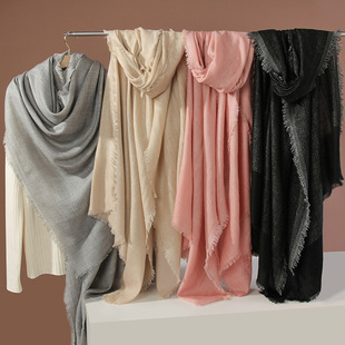 三层纱纯羊绒女士大规格遮阳保暖围巾羊绒银丝薄款披肩现货