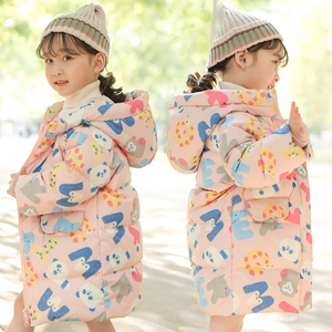 巴拉赫儿童羽绒服女童中长款2024新款洋气中小童装女孩加厚外套潮