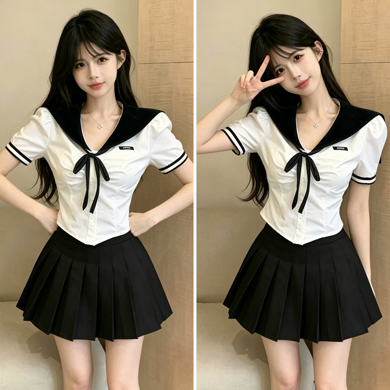JK套装女学院风足浴技师工作服