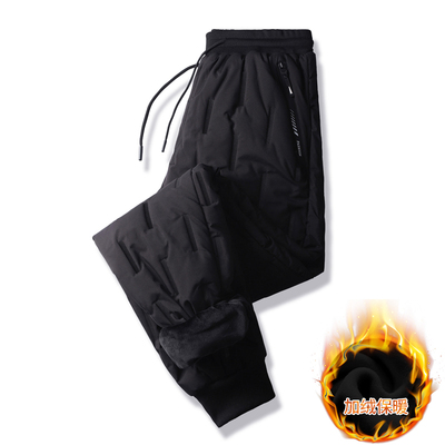 长裤加绒加棉羽绒棉男裤纯色