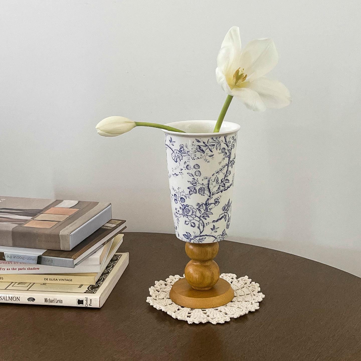 法式复古花卉陶瓷花瓶高脚水培器