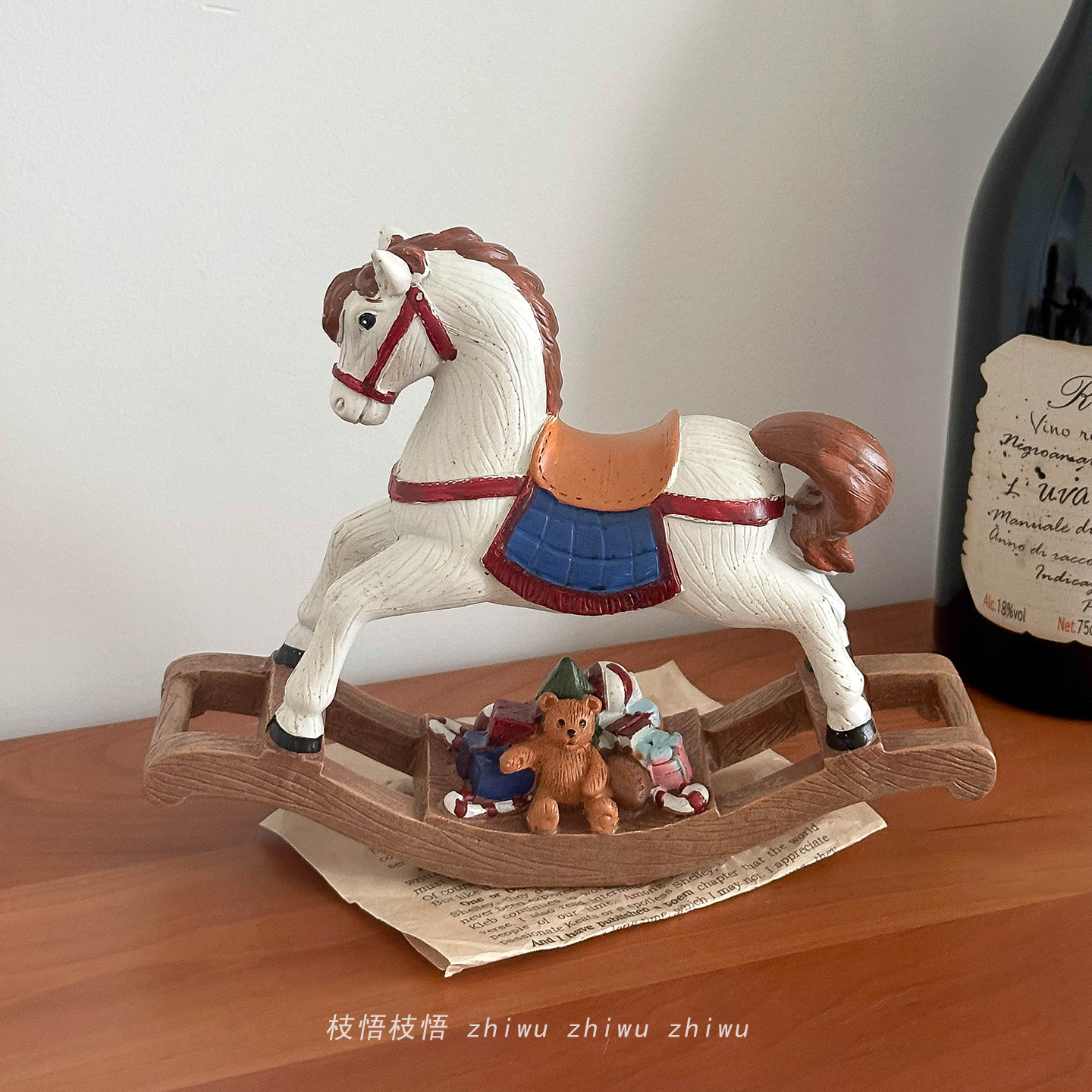 法式做旧木马摆件氛围装饰道具