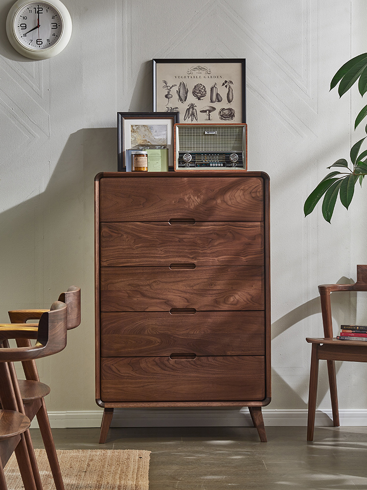 北美黑胡桃木北欧斗柜