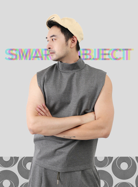 smelt炼原创设计半高领韩版套头弹性修身个性时尚男无袖背心马甲
