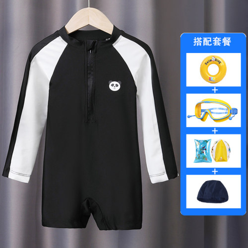 儿童泳衣男长袖防晒速干连体温泉