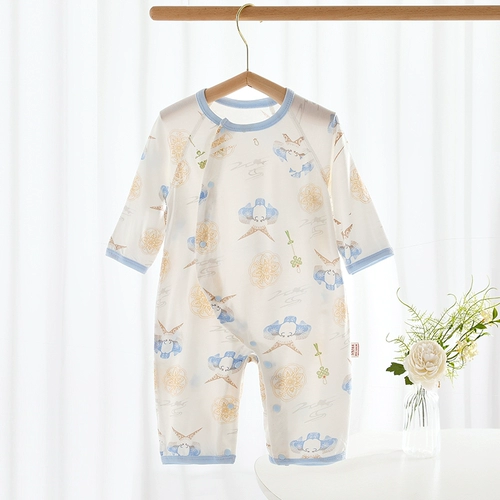 Детский летний тонкий лонгслив, хлопковая пижама, летняя дышащая летняя одежда для новорожденных