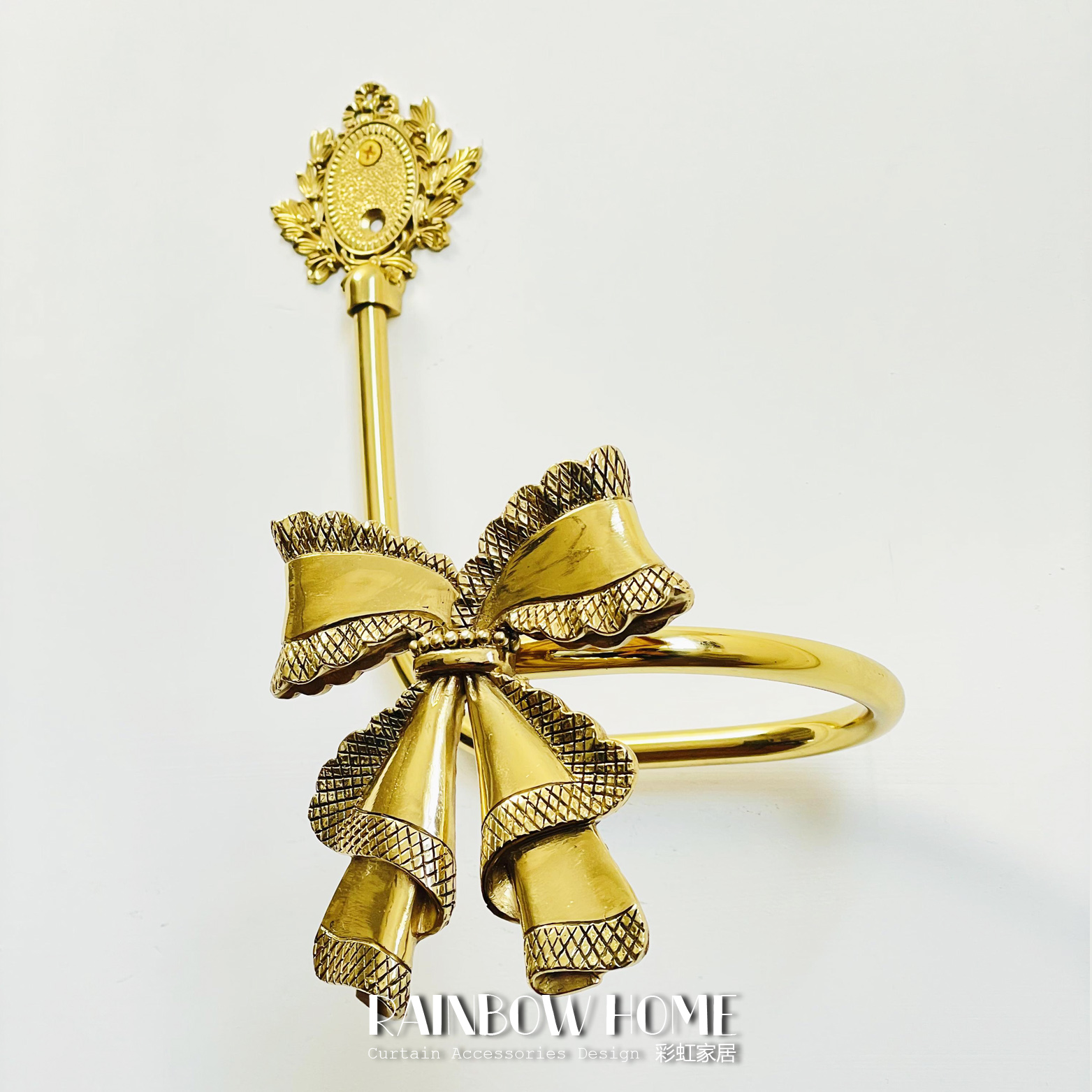 手工失蜡法洛丽塔蝴蝶结黄铜窗帘钩墙钩绑带挂钩客厅卧室欧式美式