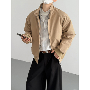 冬韩版时髦哈灵顿短款夹克棉衣男士宽松卡其色飞行服立领棉服外套