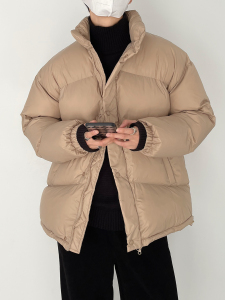 SF/冬季新韩版时髦复古慵懒风厚立领棉服男士宽松美拉德面包棉衣