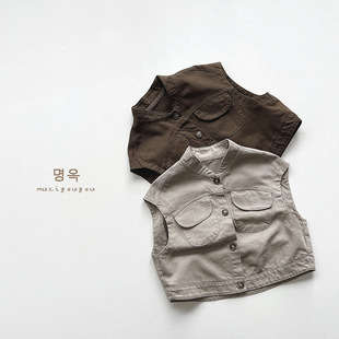 酷飒感~小立领工装风舒适全棉儿童春秋潮款马甲宝宝宽松百搭马夹