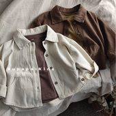 外穿 衬衣外套男女宝宝纯棉内搭秋季 森系大口袋潮衬衫 儿童翻领长袖