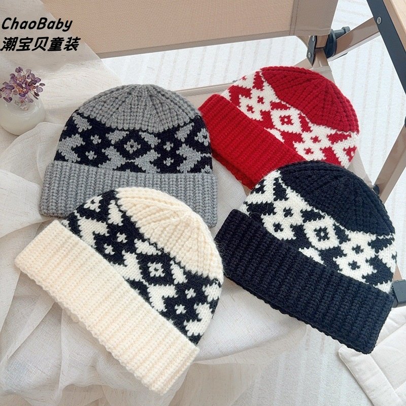 儿童帽子秋冬季针织帽新款复古男女宝宝菱形保暖防风套头毛线帽潮,童装/婴儿装/亲子装,帽子,淘宝优惠券,粉丝福利购,淘宝优惠卷