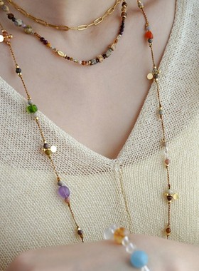 轻奢款波西米亚虎眼石串珠项链