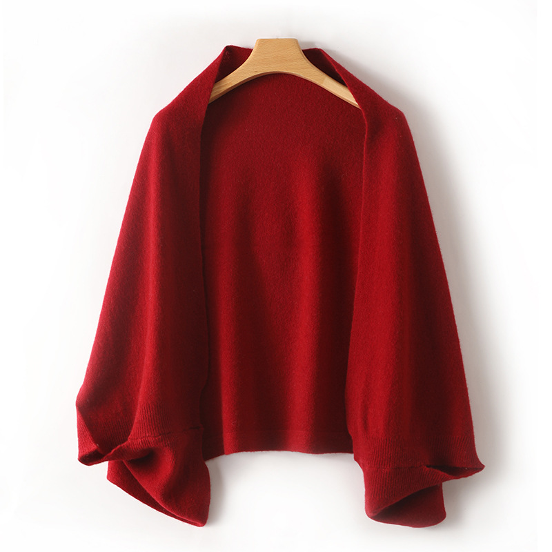 秋冬新款羊毛衫女针织披肩多功能斗篷外套上衣围巾两用外搭开衫
