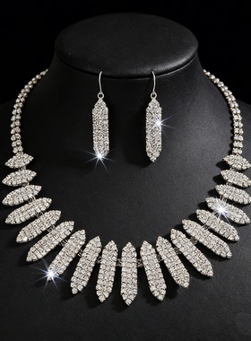 满钻超闪颈链耳环套装礼服配饰