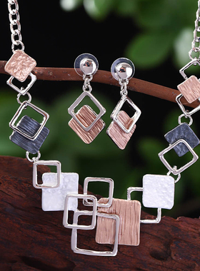 欧美复古宫廷风几何图案项链