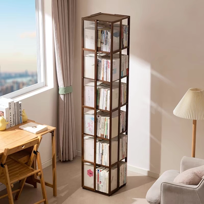 实木旋转书架落地置物架