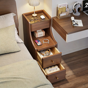 床头柜替代品小户型极窄可移动实木卧室床边收纳柜小型家用置物架
