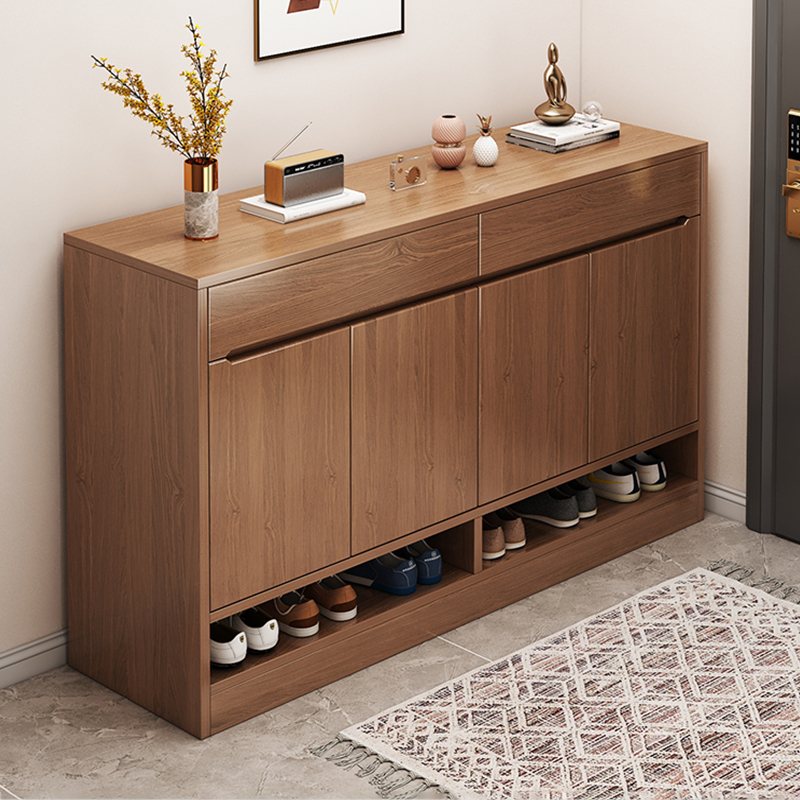 超薄鞋柜入户门翻斗一梯一户门口室外过道电梯口实木鞋架家用小型