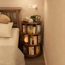 全实木旋转书架360度书柜一体靠墙可移动收纳客厅转角落地置物架