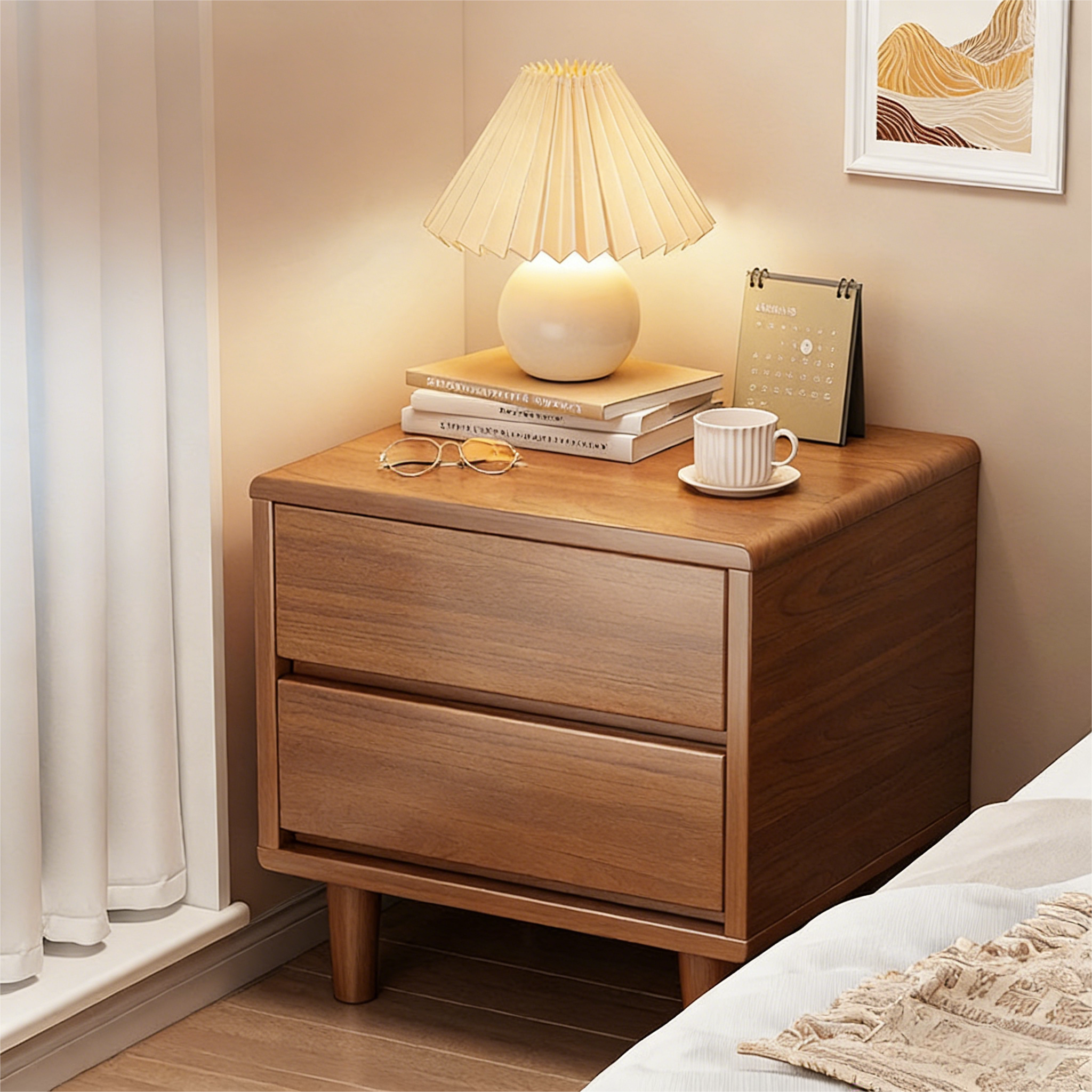床头柜小户型卧室家用原木风带抽屉床边收纳柜新款实木床头置物柜