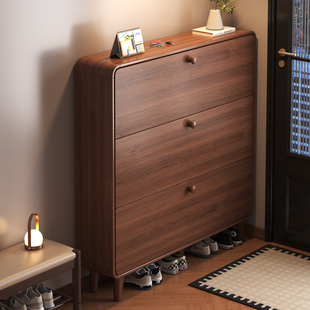 实木超薄鞋柜家用门口2026新款入户收纳柜靠墙一体玄关窄边鞋架子