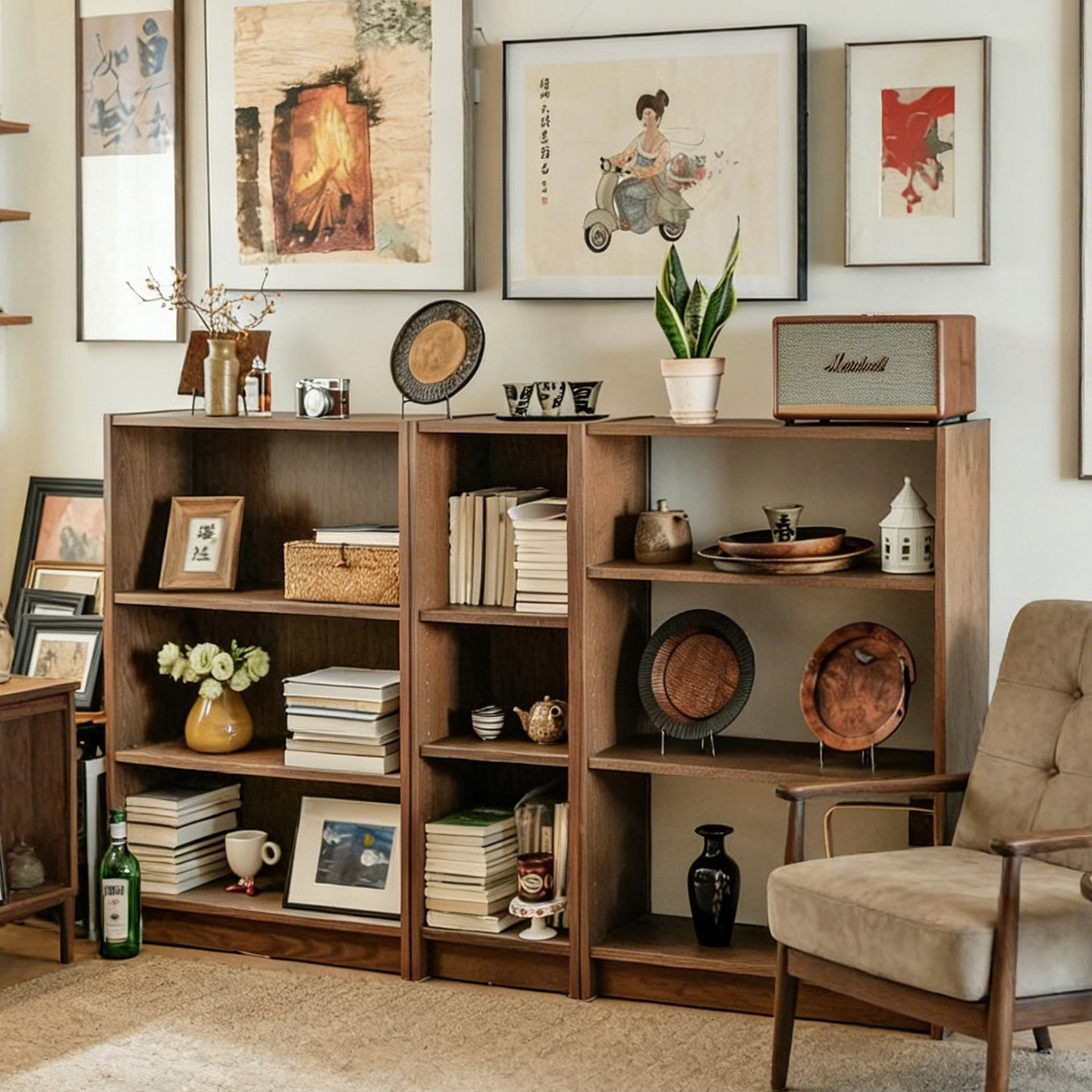 书架落地置物架图书馆书架储物柜一体靠墙客厅展示柜书柜学生家用