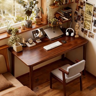 书桌卧室家用小户型长条大板学生学习写字桌简易办公台式 电脑桌子