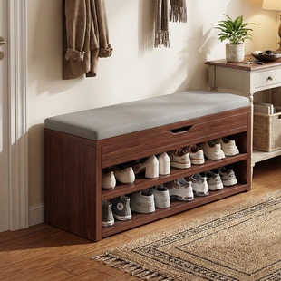 换鞋凳门口家用小户型中古风收纳穿鞋凳2026新款储物玄关可坐鞋柜