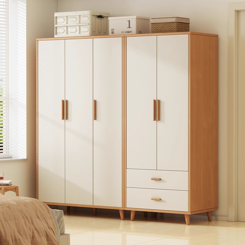 原木风衣柜家用卧室2025新款小户型衣帽间衣橱简易大容量收纳柜子