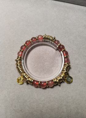 草莓晶盘缠福串天然草莓晶原始水晶浓密草莓金盘缠孤品原创设计