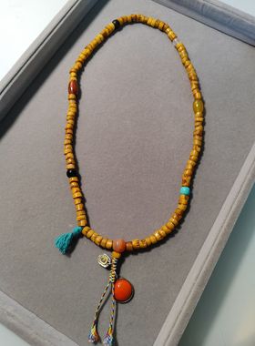 西藏老牛骨多宝藏区回流手工雕刻简易骷髅头原生态8mm108佛珠孤品