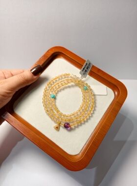 5mm优品金发晶蓝天白云天河石4A净体紫水晶精工配饰独家设计三圈