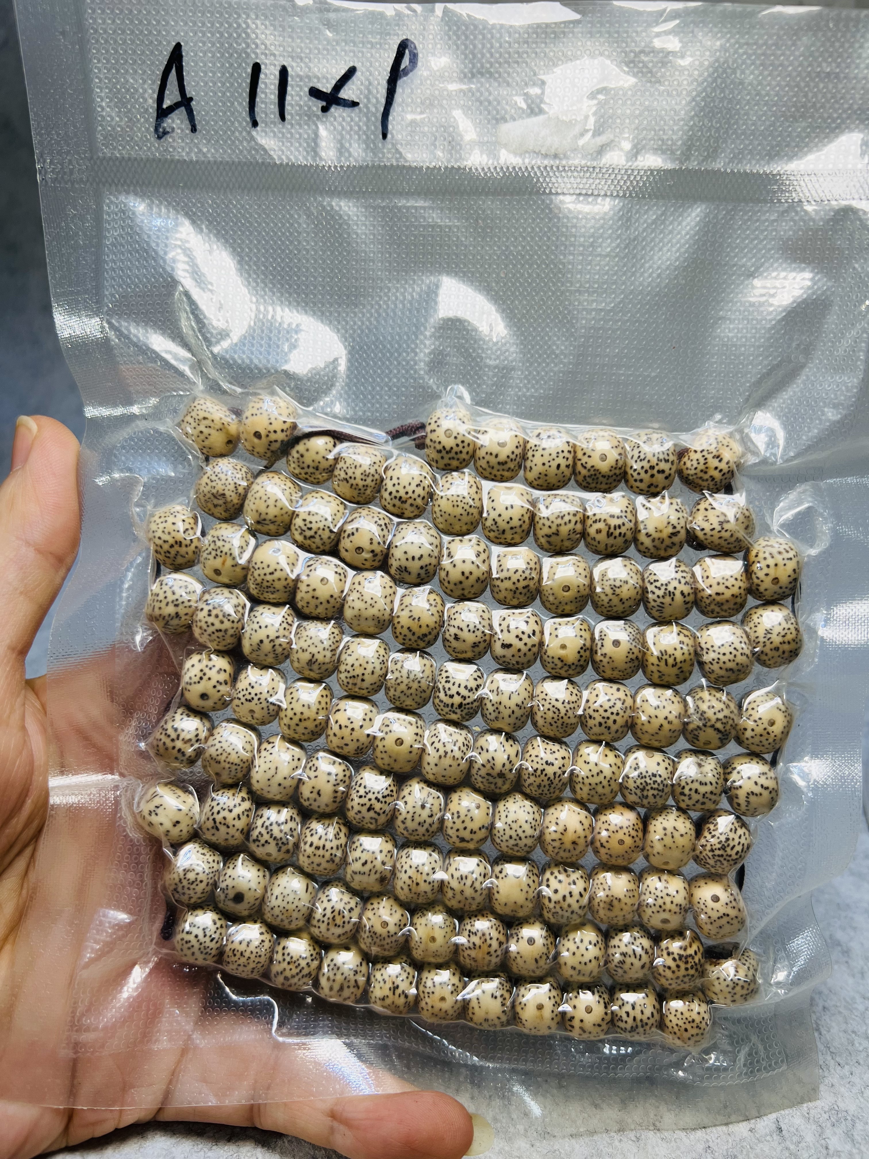 文玩佛珠精品A+天然老星月陈籽114颗11*9mm精磨正月经典藏式桶珠