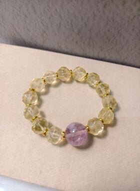 巴西精品天然黄水晶随形切面手串钻切精选薰衣草紫晶招财转运高级