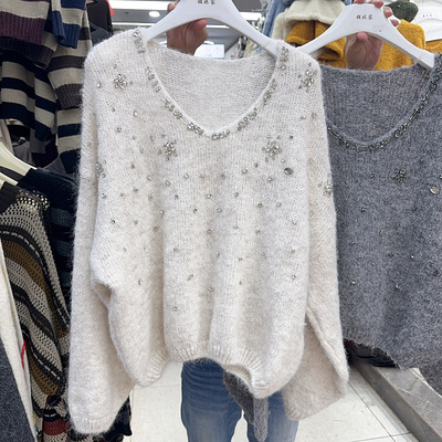 2025新款重工镶钻针织衫毛衣