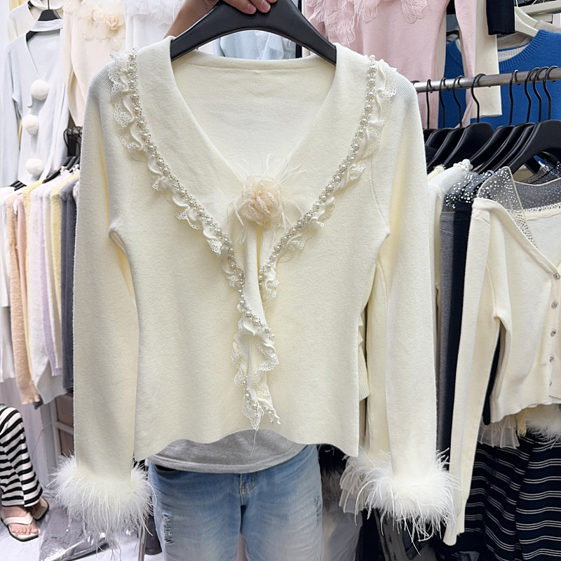 韩版时尚百搭显瘦V领针织衫