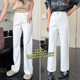 高腰直筒显瘦小个子阔腿裤 必入第一名 女秋季 新款 白色窄版 牛仔裤