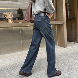 本期必入神裤~洋气窄版加绒牛仔裤女秋冬2025新款直筒宽松阔腿裤