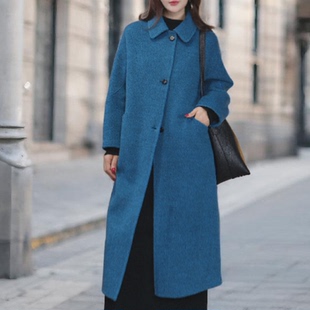 2025年秋冬新款加厚牦牛绒双面手工羊毛大衣女高级氛围感外套气质