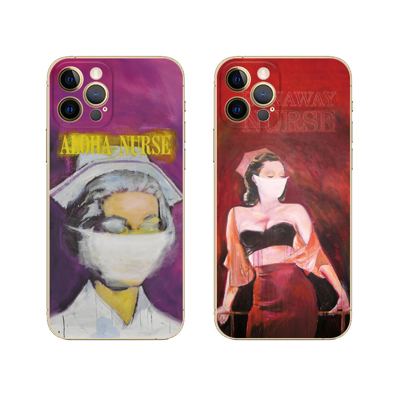 韩gd权志龙同款护士油画适用iphone12/12mini苹果12pro max手机壳