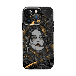 plus苹果15Pro手机壳12 13防摔保护套华为 ProMax 古希腊神话暗黑风蛇发女妖美杜莎Medusa适用于iPhone16