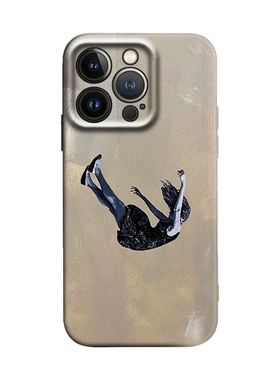 另类小众下坠男女艺术抽象颓丧感油画情侣款适用于iPhone15 ProMax/14 plus苹果13Pro手机壳12/11防摔保护套