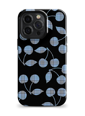 高级感磨砂黑色樱桃蓝格子适用iPhone17 ProMax/air 16 plus苹果15Pro手机壳14防摔13保护套华为荣耀小米oppo