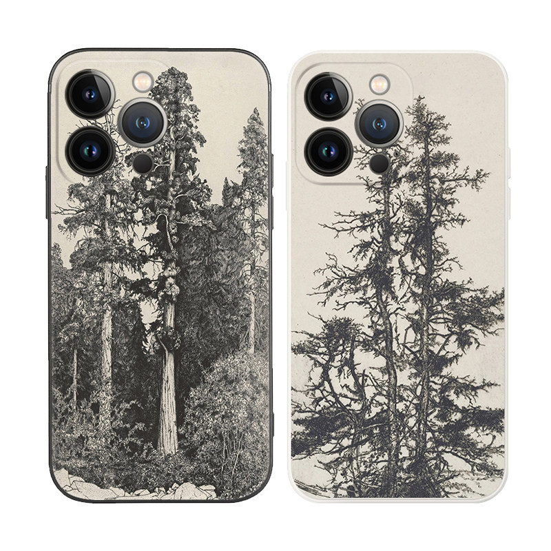 铅笔画素描树木森林艺术生文艺美术适用iphone 15/14苹果13promax手机