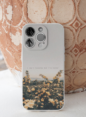 小众ins风黄色玫瑰花月季文艺小清新适用iPhone16 ProMax 15苹果14Pro全包菲林手机壳13/12保护套华为mat小米