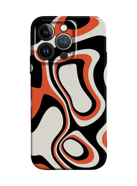 创意黑白橙色抽象曲线波纹适用iPhone17 ProMax/air 16 plus苹果15Pro手机壳14防摔13保护套华为荣耀小米oppo
