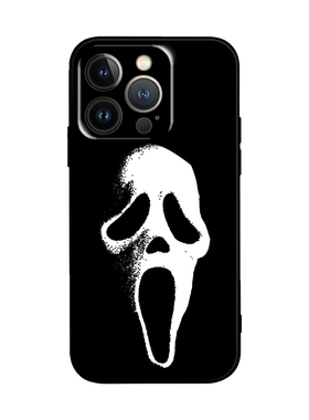 恶搞尖叫面具黑白惊悚表情包SCREAM MASK包适用于iPhone16/16e ProMax苹果15plus14Pro手机壳13/12/11保护套